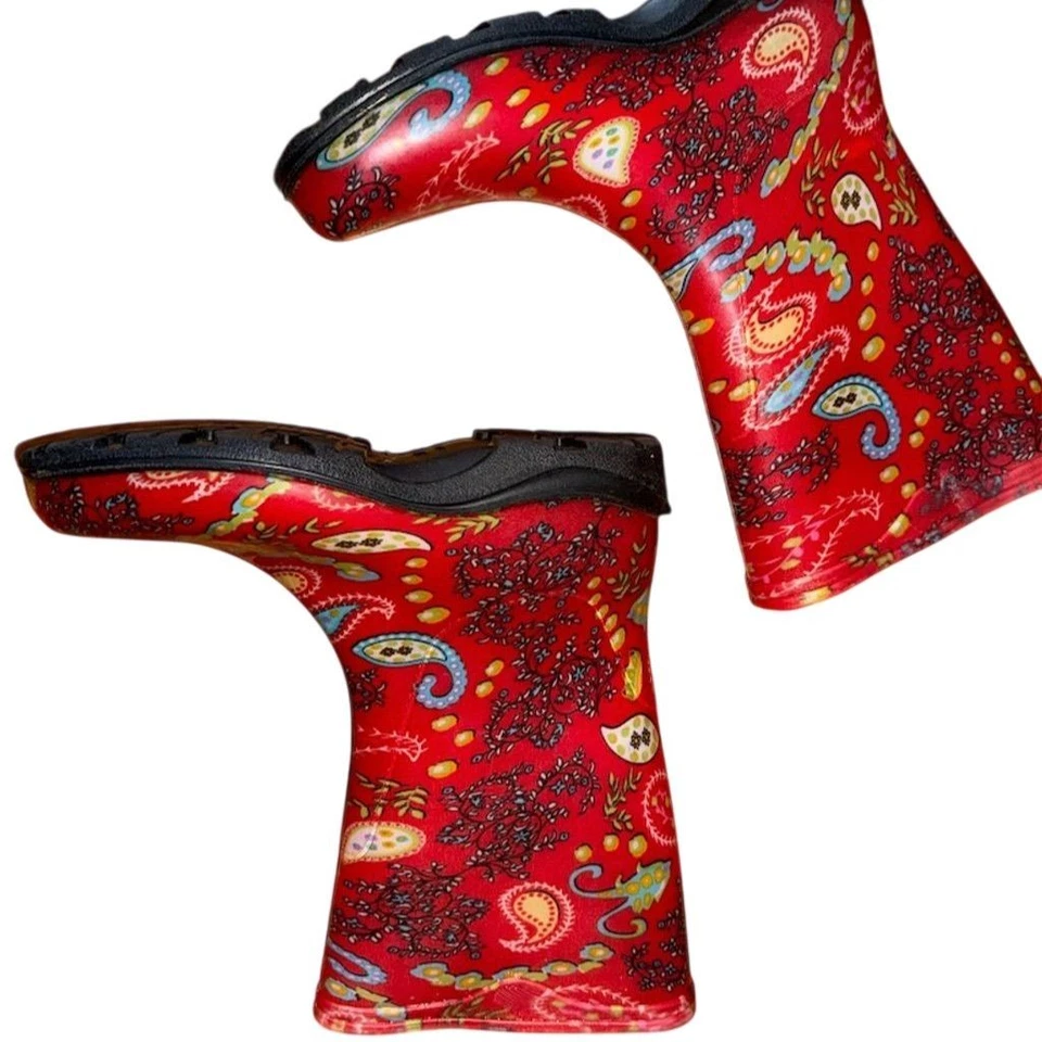 Sloggers Mujer Rojo Cachemira Impermeable Tobillo Lluvia y Jardín Botas Talla 9 Muck Mud Foto 4 de 4