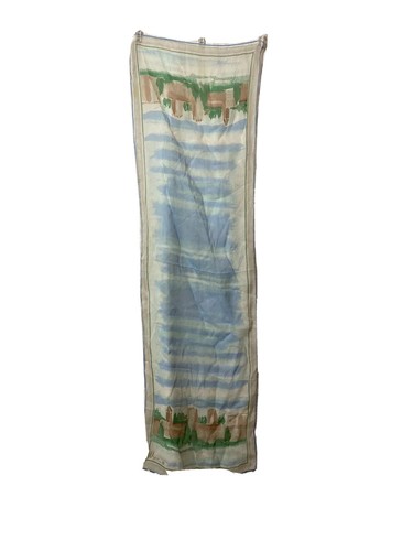 vera ladybug scarf 10 x 40” sheer castles Beige Blue White - Picture 2 of 5