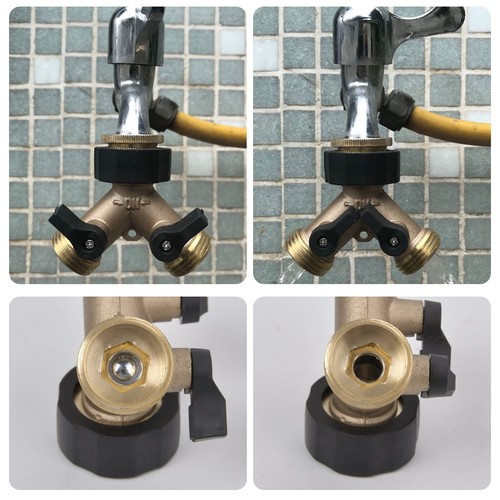 3/4 Zoll 2 Wege Messing Y-Verteiler mit Absperrhähnen 3/4" Wasserhahn Verteiler - Bild 6 von 16