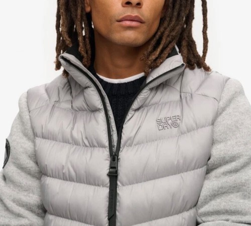 SUPERDRY Storm Knit Grey Marl Hybrid Bomber Jacket Size M RRP £ 99. 99 - Picture 2 of 6