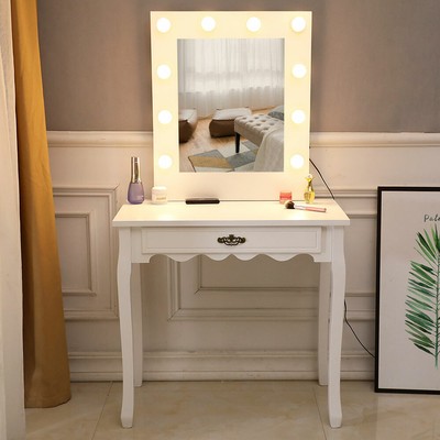 Makeup Vanity Dressing Table Set Dresser Desk For Bedroom 10 Led Vanity Lights Ebay