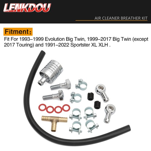 Air Cleaner Breather Kit For Harley 93-17 Big Twin Dyna Softail Sportster 91-22 - Picture 7 of 8