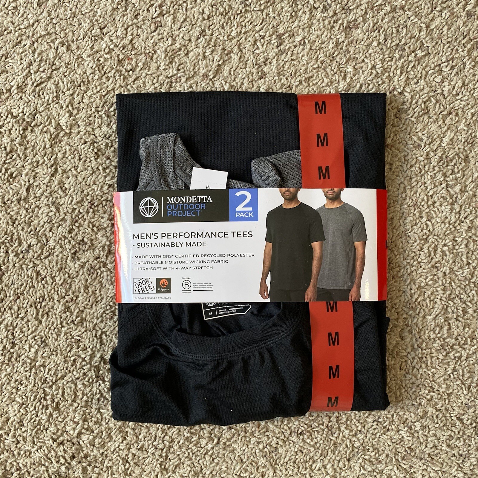 2 Pack Mondetta Men's Active Tee Size M Black Gray Performance Shirt