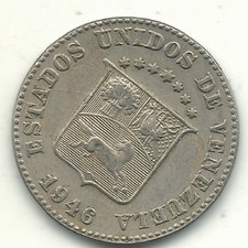 A HIGH GRADE XF/AU 1946 VENEZUELA FIVE 5 CENTIMOS COIN-MAY347