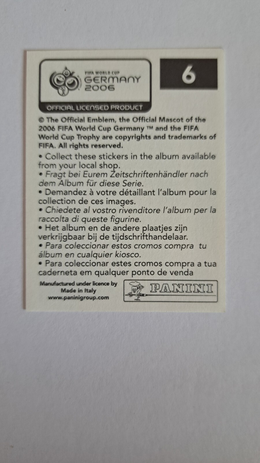 ORIGINAL 2006 FIFA WORLD CUP STICKER 6 Hannover Stadium eBay