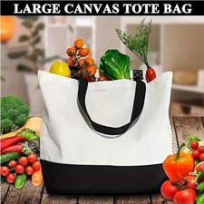 Tote Canvas Tote Bag Blank DIY Cloth Bag For Shopping with Handles Travel Bag