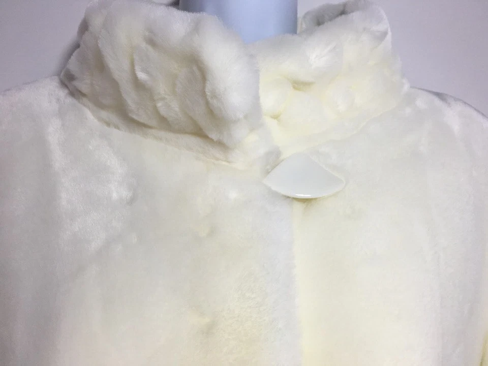 Abrigo Olympia Limited Inc Petite pequeño marfil crema blanco roto forrado de piel sintética Foto 2 de 4