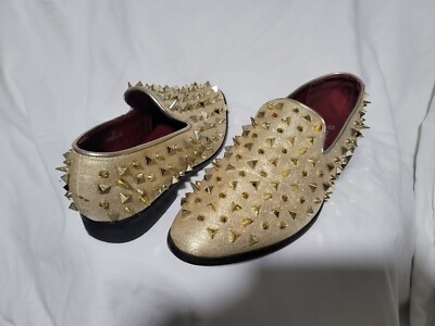 Alberto Fellini Mens Sz Sparko Fashion Gold Spiked Loafers