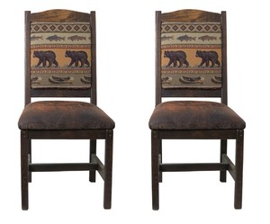 Details About Set Of 2 Barnwood Distressed Oak Farmhouse Dining Chairs Upholstered Sale