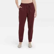 A New Day Jogger Pants Womens Small Utility Burgundy Pull On Drawstring Ankle