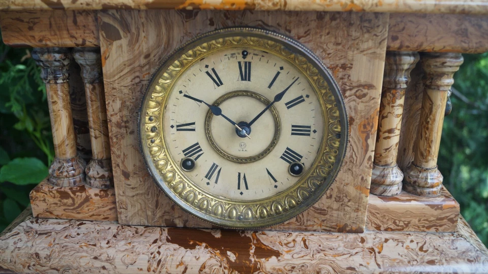 Antiguo Reloj Manto Adamantino Onxy Mexicano C 1910 Seth Thomas - TODO ORIGINAL Foto 3 de 4