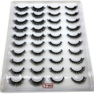 20 Pairs False Eyelashes Mink Natural Extension Black 3D Soft Lashes Makeup