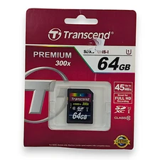 Transcend 64GB SDXC Class10 UHS I, 300X 64GB SDXC UHS Class 10 Memory Card