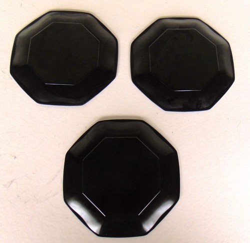 Set of 3 Arcoroc France OCTIME Black Octagonal Salad Plates 8” - Picture 2 of 3