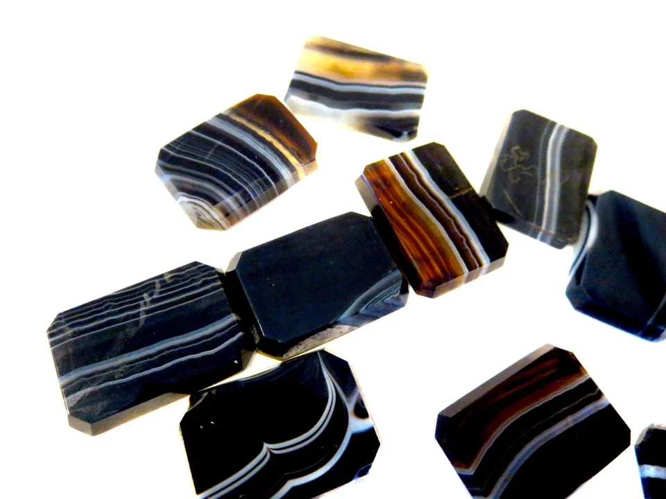 BANDED AGATE Antique Rectangles - Plaques OLD Stock UNUSED Multi-Colored - Image 2 of 4