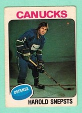 (1) HAROLD SNEPSTS 1975-76 O-PEE-CHEE # 396 CANUCKS ROOKIE VG CARD (L2643)
