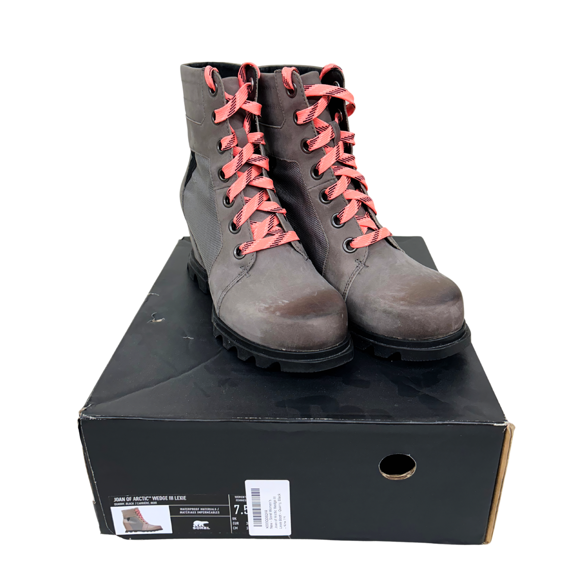 Sorel Women's Joan of Arctic Wedge III Lexie Boot Quarry, Black, NIB