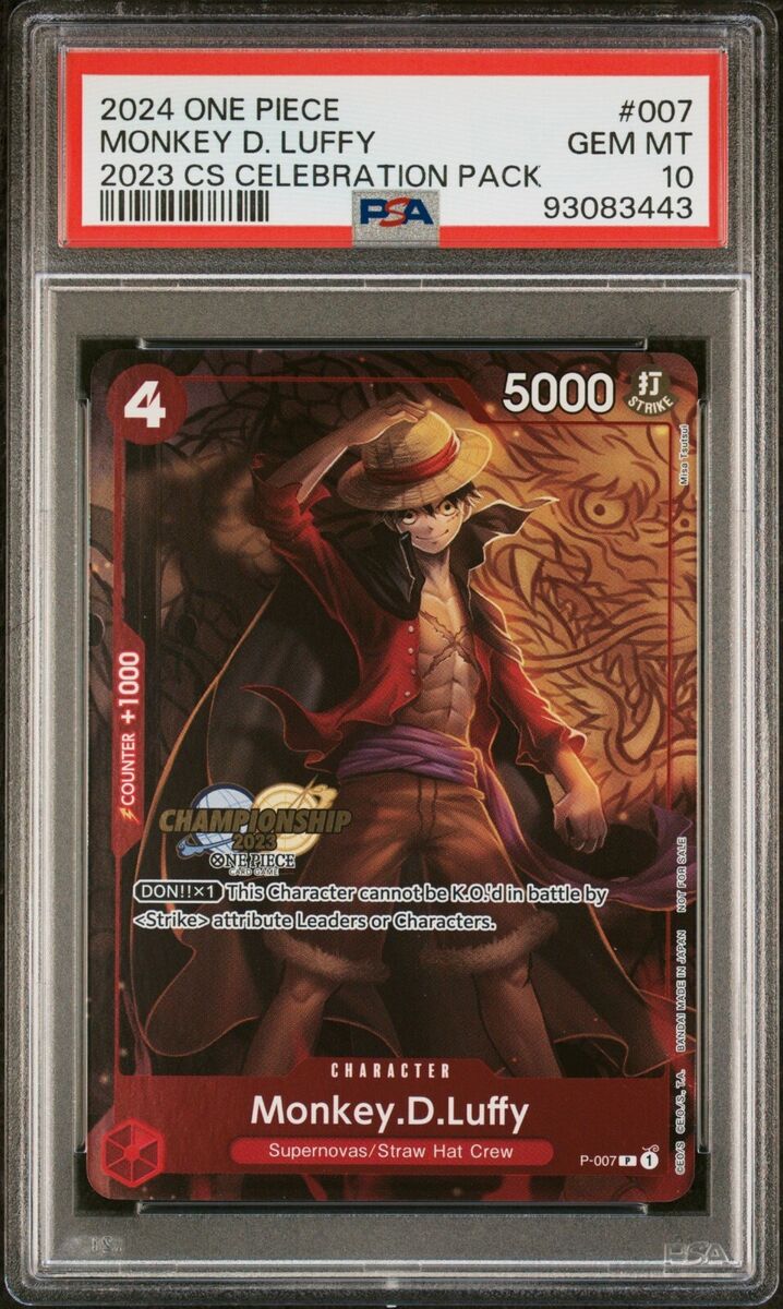 PSA 10 P-007 P Monkey D. Luffy ONE PIECE CHAMPIONSHIP 2023 PSA 10 P-007 P Monkey D. Luffy ONE PIECE CHAMPIONSHIP 2023