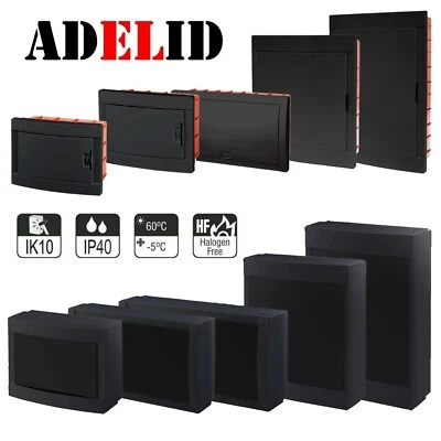 ADELID® Sicherungskasten Verteilerkasten Aufputz Unterputz Kleinverteiler IP40 SCHWARZ