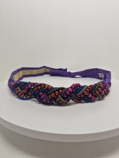 Vintage Carolyn Tanner Designs Purple Beaded Braided Waist Belt Length 36" D82