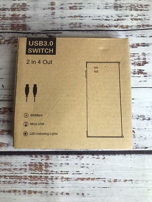 USB 3.0 Sharing Switch Selector 2 in 4 out Switch/Adapter PC Up to 5 Gbps
