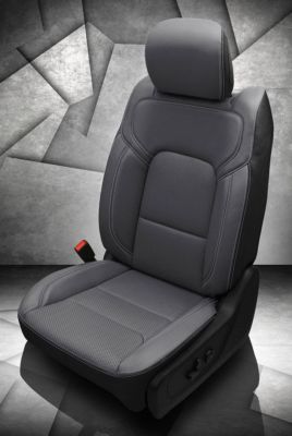 2019 2020 Ram 1500 Big Horn Gray / Black Katzkin Leather Seat Covers 6