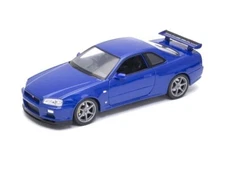 Nissan Skyline GT-R R34 RHD Blue (NEX) Diecast 1:24 Scale Model - Welly 24108MBL