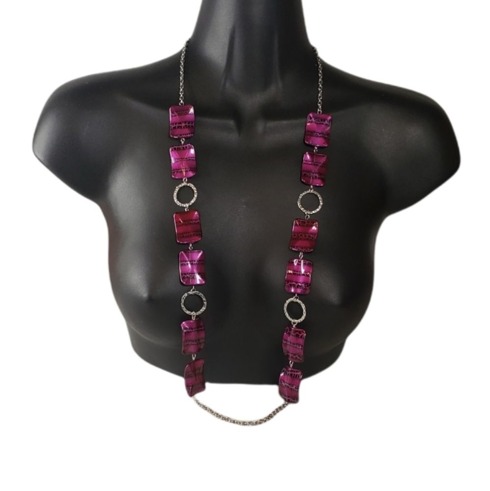 EUC Vintage Y2K Purple & Black Tile Necklace 36