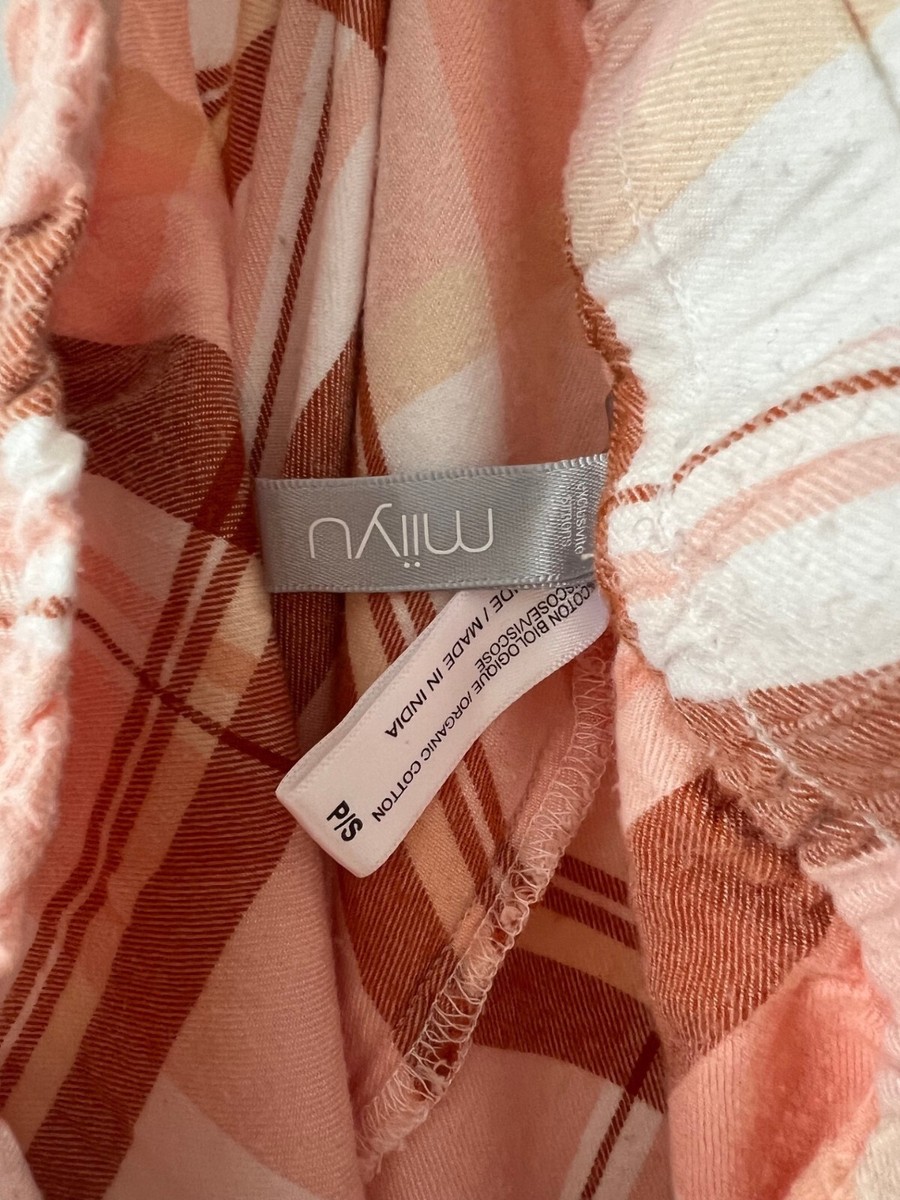 Simons Miyu Plaid Organic Cotton Pyjama Pants Orange/White ( S ) View 3