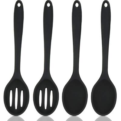 4Pcs Silicone Cooking Spoons Set Serving Nonstick Mixing Heat Resistant Spoons