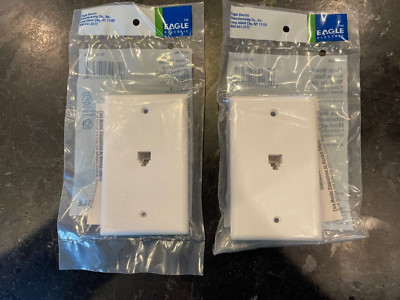 Lot 2 Modular Flush Mount Voice Data Jack Telephone Line Outlet Cover Eaton