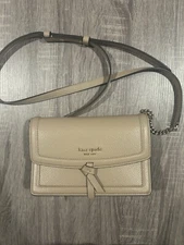 Kate Spade Knott Pebbled Leather Flap Crossbody - Warm Taupe (USED ONCE)
