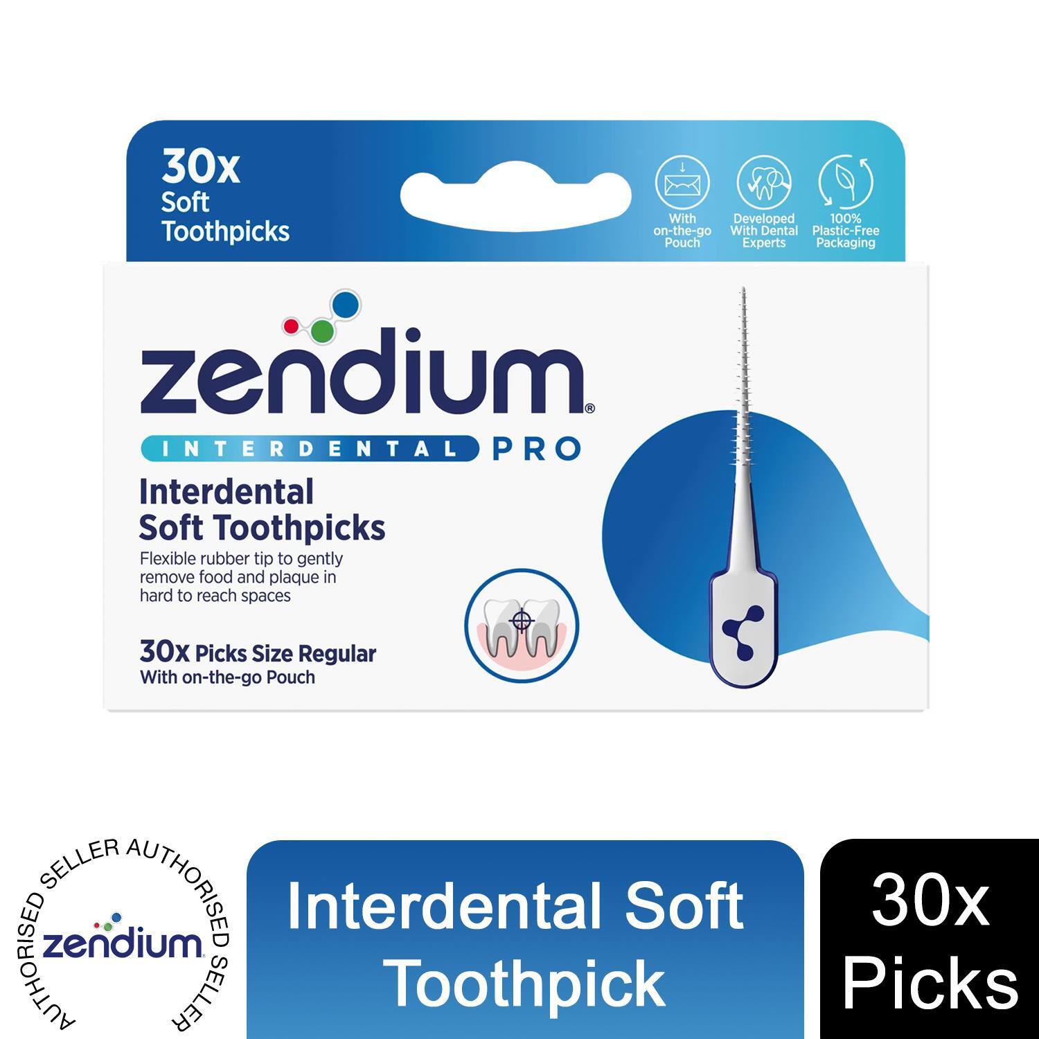 Zendium Unterdental Pro Soft Toothpicks to Remove Food & Plaque, 30pc