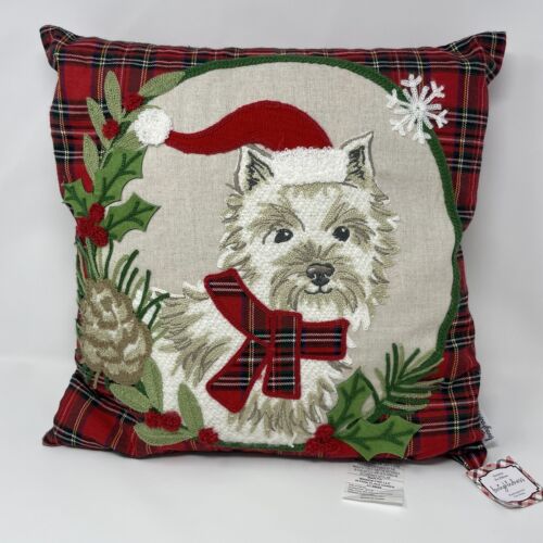 Loving Kindness Decorative Holiday Pet Pillow Dog Plaid 17x17
