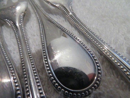 Vintage French silver-plated 12 pastry cake forks Christofle perles pearls 16cm - Picture 7 of 8