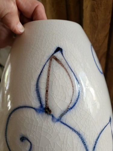 Tall 15" Arts Crafts Revival Cynthia Rowley NY White Crazing Art Pottery Vase - Picture 13 of 13