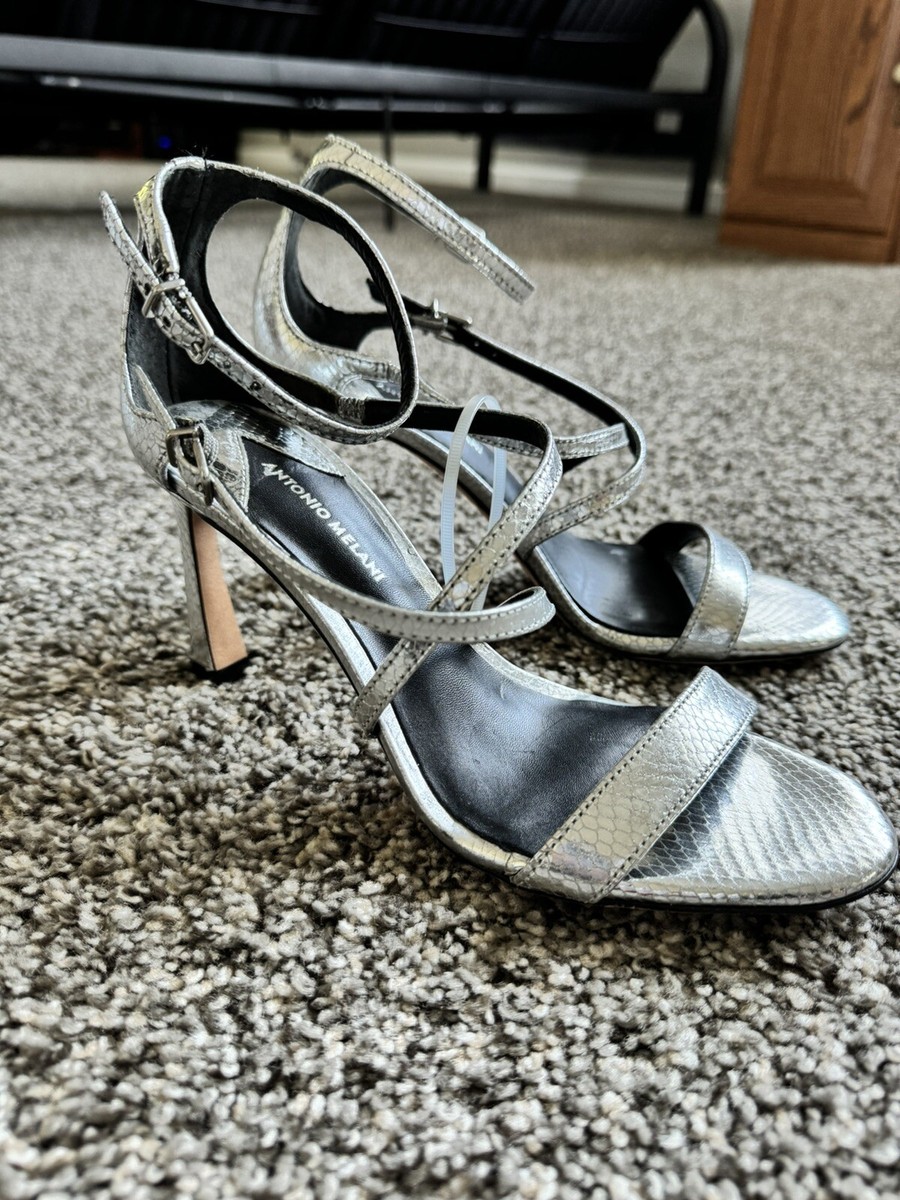 Antonio Melani Shiny Silver Adjustable Strappy Round Toe 3  display picture 1