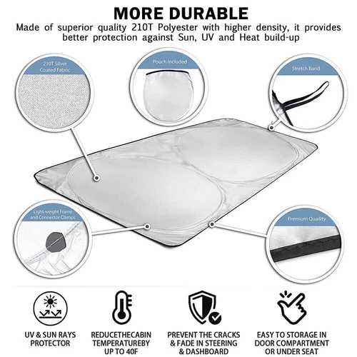 75''x 35'' Universal Folding Front Rear Car Window Sun Shade Auto Visor Cover - Picture 4 of 12