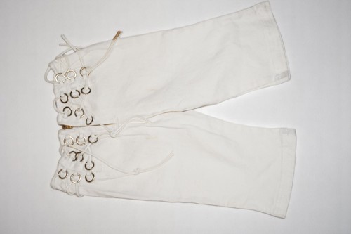 Y2K Revolt Lace-Up Grommet Pants | Size 5 | White Stretch Denim - Picture 3 of 8