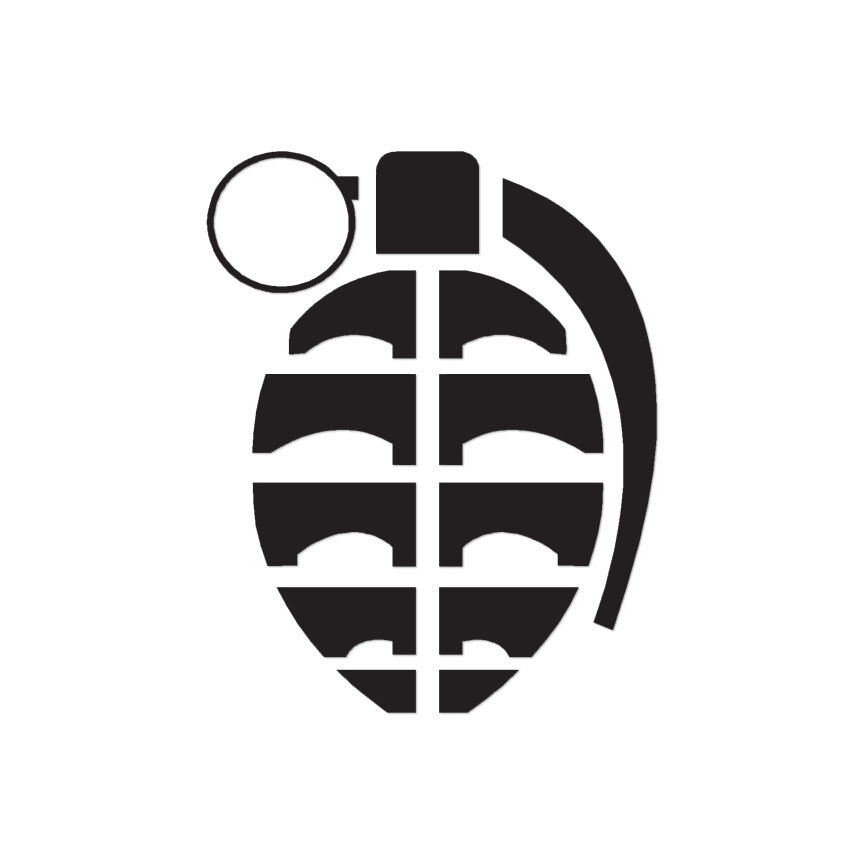 Grenade War Military - Vinyl Decal Sticker - Multiple Color