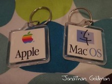 Apple Mac OS Smile Face Clear Acrylic Keychain - Rainbow 1990s Retro Vintage