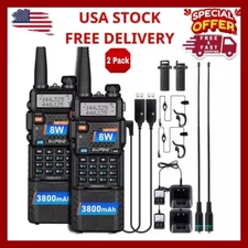 Long Range Walkie Talkie 100 Mile Two Way Radio Charge Headset Waterproof 2 Pack