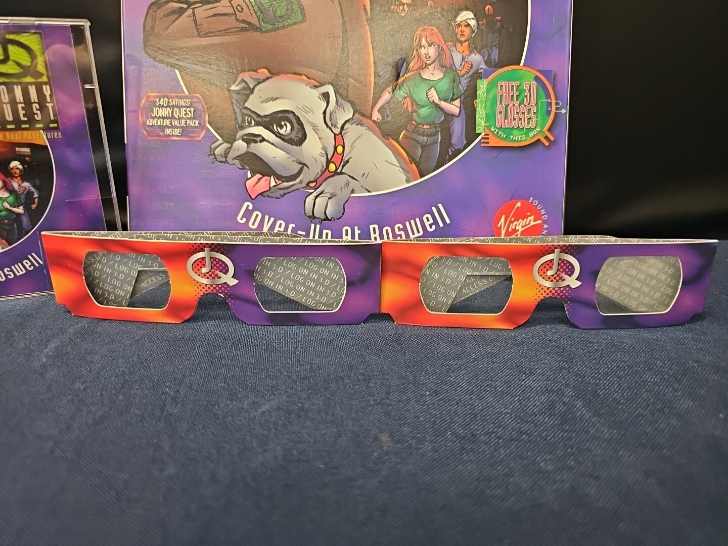 Jonny Quest PC Game Cover Up At Roswell Virgin RARE W/Original Box & 3D Glasses 