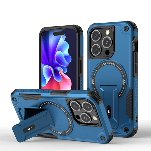 For iPhone 16 Pro Max 15 14 13 12 11 Heavy Duty Rugged Magnetic Case with Stand - 第 1/18 張圖片