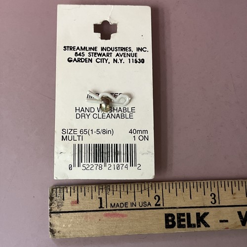 Vintage Streamline Button K1074 Heart Colored 3 Stones 40mm 1980s Shank on Card - Picture 2 of 3