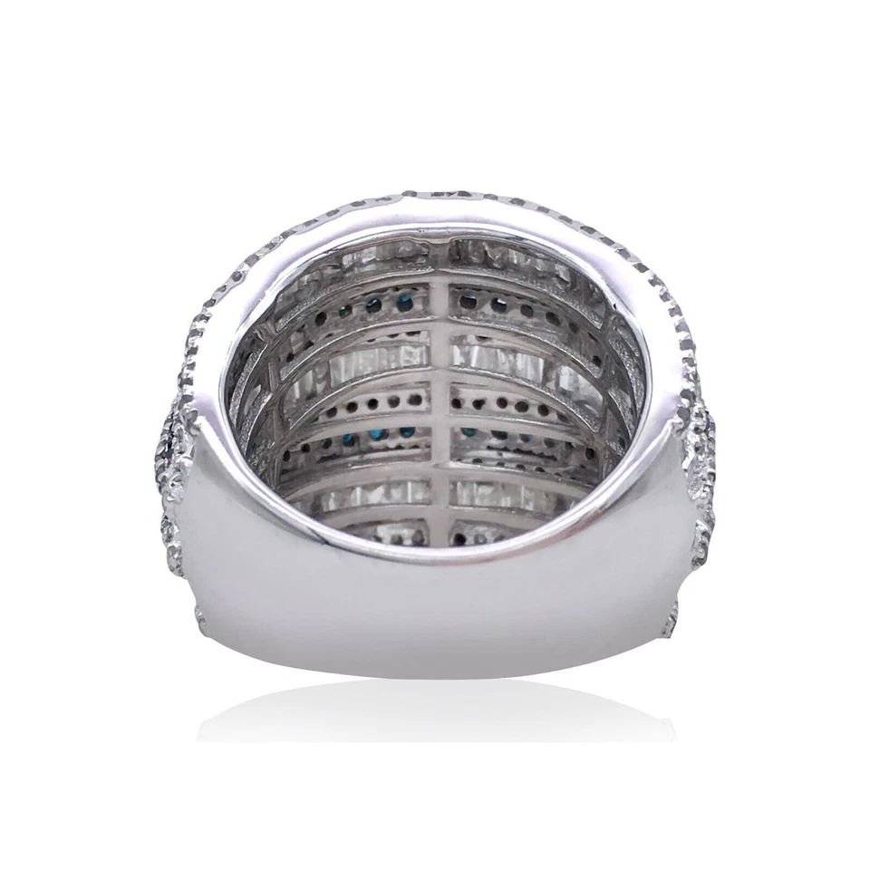 Anillo de plata de ley con racimo de cúpula nupcial de diamantes naturales baguette de 2,20 quilates Foto 3 de 4