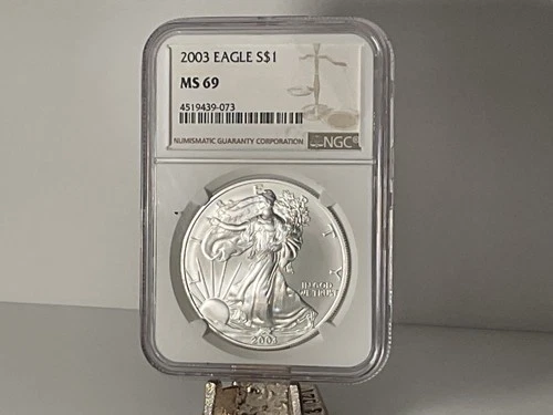 2003 1 Oz .999 Fine Silver American Silver Eagle $1 MS 69 MS69 NGC 1oz 1 Ounce