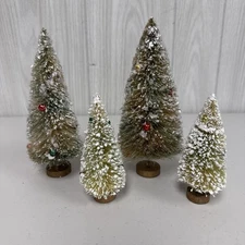 4 Ragon House Vintage Style Bottlebrush Tree w/ Multi Color Christmas Ball Accnt
