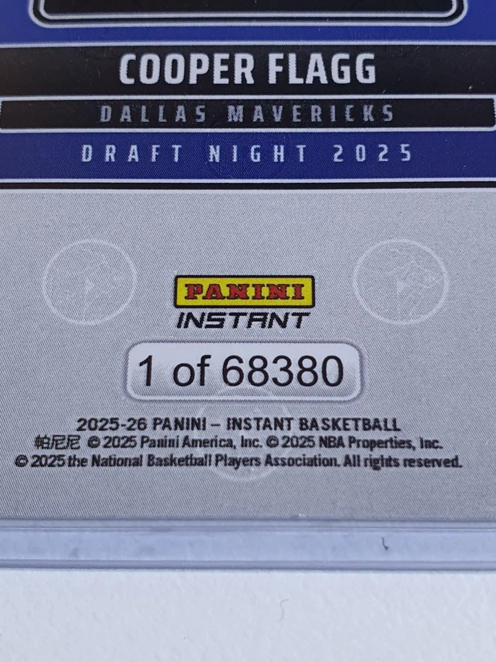 2024 Panini Instant Cooper Flagg Rookie #NBADN-1 /68380 RC 1st Ever Panini Card - image 2 of 3