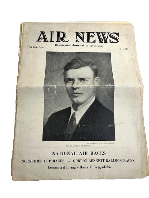 RARE! 1927 AIR NEWS VOL 1 #4 CHARLES LINDBERGH AVIATION MAGAZINE - #1128